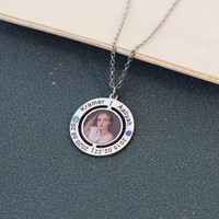 Pendentif personnalisé en acier inoxydable avec plaque nominative ronde et photo colorée, en cuivre, pour fêtes d'anniversaire - Idéal pour le dropshipping