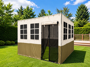 Pergola Motorizzata Kosher per Feste, Regolabile, a Doppio Strato, Impermeabile, 6x4m, con Telaio in Acciaio, Tetto in <span class=keywords><strong>Bambù</strong></span> e Pareti in Poliestere Oxford - Product Image 5