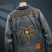Veste en jean pour homme à manches longues, personnalisable en usine, nouvelle arrivée, prix de gros, veste en jean brodée
