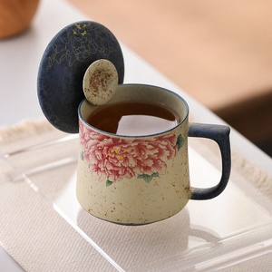 Taza de Cerámica China Tradicional con Tapa, Diseño Vintage, Taza de Viaje para Oficina, Set de Regalo Corporativo en Caja - Product Image 4