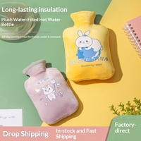 Bouillotte à eau chaude à injection d'eau, PVC haute densité, douce, sûre, anti-explosion, ensemble en peluche, mignonne, pour tout le corps