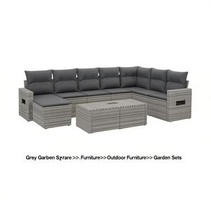 Ensemble de canapés de jardin gris 6 places en rotin, mobilier d'extérieur au design contemporain - Product Image 1