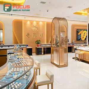 Vitrine à bijoux en verre de luxe, comptoir à bijoux en bois, présentoir à bijoux, unité d'affichage haut de gamme avec éclairage LED - Product Image 4