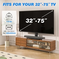 Support de télévision universel pour téléviseurs plats et incurvés de 32 à 75 pouces, base pivotante réglable en hauteur avec verre trempé, capacité de charge de 110 lb