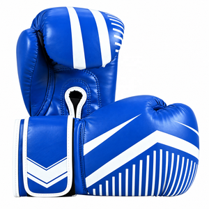 Gants de boxe en cuir bleu avec sangle de poignet auto-agrippante, coutures renforcées, unisexe, qualité supérieure, respirants, à doigts entiers - Product Image 3