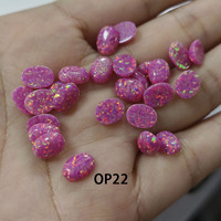 Opales synthétiques ovales cabochon, pierres précieuses en vrac, opales de feu synthétiques en forme d'œuf à fond plat pour bagues et bijoux
