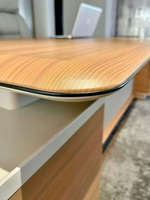 Bureau de direction de luxe de haute qualité en forme de L, bureaux modernes pour PDG, directeurs, managers, design en panneaux de bois