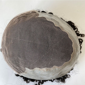 100% vera vergine dei capelli umani sistema di ricambio completo di pizzo Q6 base 1B naturale onda nera rotolo parrucchino ricci per gli uomini di colore - Product Image 2