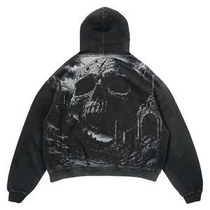 Felpa con Cappuccio Invernale di Alta Qualità, Stile Hip-hop da Strada, Stampa Personalizzata, Moda Casual da <span class=keywords><strong>Uomo</strong></span>, Grafica con Teschio, Maniche a Lanterna, Tie-dye - Product Image 2