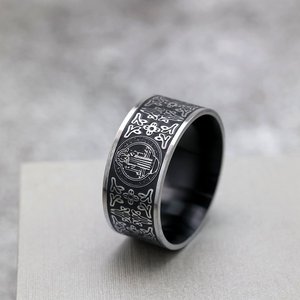 yunnique Retro Stainless Steel Men's <b>Ring</b> Cross Design Exorcist Style Gift Jewelry - Product Image 1