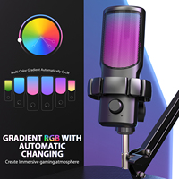 Kit de Microphone à Condensateur USB RVB Professionnel Microphone de Studio Filaire à Lumière LED pour Microphone de Jeu d'Enregistrement en Studio