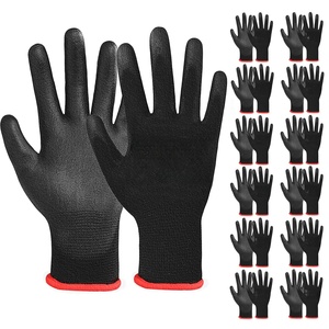 Guantes de Trabajo de Poliéster Ultrafinos con Recubrimiento de PU, Impermeables, Ambidiestros, Resistentes a Cortes, con Excelente Agarre, Negros, para Jardinería - Product Image 1
