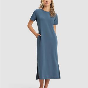 Nouvelle arrivée Robe midi en bambou brossé pour femmes Douce et respirante Écologique Logo personnalisé Robe décontractée d'été - Product Image 1