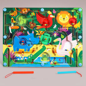 Laberinto de bolas de madera para niños, mecanismo de dinosaurios de tráfico de animales, laberinto magnético, juguete de entrenamiento de concentración de pensar lógico - Product Image 5