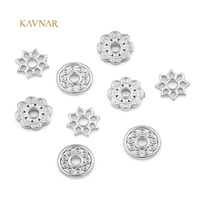 KAVNAR Perles d'espacement vintage 6 mm en acier inoxydable, motifs fleur et étoile, pour la fabrication de bijoux DIY, vente en gros