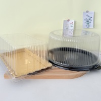 Boîte d'emballage en plastique PET jetable, taille personnalisée, conteneur à gâteau avec base noire et couvercle transparent, couleur et logo personnalisés, qualité alimentaire