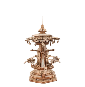 Boîte à musique en bois artisanale Chao Tong, modèle d'assemblage 3D, Future Sky Fantasy City, kit de construction de 14,37 pouces pour tous les âges - Product Image 1