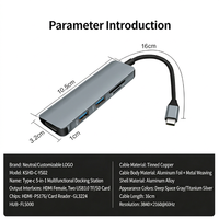Lector de Tarjetas de Memoria SD y TF Tipo C de Aleación de Aluminio, Adaptador USB 3.0 de 3 Puertos, para Fotógrafos, MacBook, iPad, Laptop