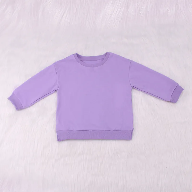 Suéter de algodón de manga larga púrpura claro, Jersey cálido de una pieza, venta al por mayor 2023 para bebés y niñas