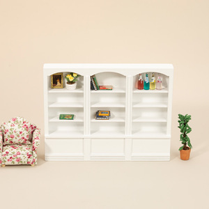 1:12 échelle Style européen en bois Triple armoire étagère à livres bricolage jouet affichage maison de poupée accessoires - Product Image 4