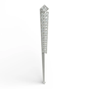 Broche Diamant Apex Plaqué Or Blanc 18K Élégance Architecturale Pavée pour Mariage Fiançailles Style Couture Moderne Élite - Product Image 3