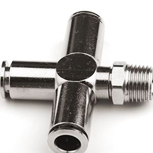 Raccord pneumatique croisé 4 voies série <span class=keywords><strong>PZR</strong></span>, filetage mâle G1/4, connexion rapide pour tuyaux d'air en PU/nylon de 6 mm et 8 mm, pièce hydraulique - Product Image 2
