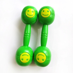 Wholesale Smiley Face Plastic <b>Dumbbell</b> Hand Shake Bells Orff Percussion Instrument For Kids Morning Exercise - Product Image 4