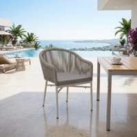Fauteuil d'extérieur CDG de luxe moderne et empilable en corde tressée - Chaise de salle à manger en aluminium pour hôtel, patio, complexe hôtelier