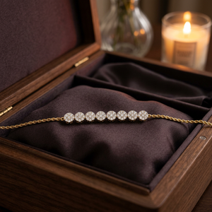 Pulsera de tenis con halo de diamantes cultivados en laboratorio, forma de racimo, oro, joyería fina, clásica, elegante, para mujer, con eslabones solitarios - Product Image 5