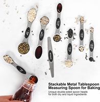 Ensemble de cuillères doseuses magnétiques en acier inoxydable avec niveleur, cuillères à mesurer empilables en métal pour la pâtisserie et la cuisine