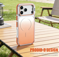 Funda Magnética para iPhone 17 Pro Max con Soporte para Lentes, Degradado Colorido Iridiscente, Transparente, Antigolpes, Protectora