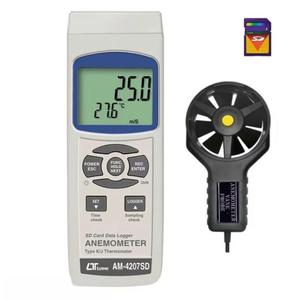 Medidor de Velocidad del Flujo de Aire Digital AM-4207SD, Anemómetro de Velocidad del Viento, Acero Inoxidable y Plástico, Resolución de 0.1m/s - Product Image 3