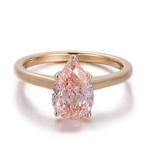 Bague ovale en diamant de laboratoire de couleur rose luxueuse, or massif 18k 14k 10k, fabrication artisanale personnalisée, bijoux fins pour femmes, bijoux de mariage - Product Image 2