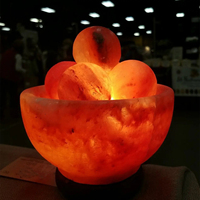 Lampe de sel de l'Himalaya authentique de qualité supérieure, 100 % alimentaire, avec 6 boules de massage, style moderne, du Pakistan
