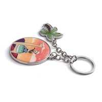 Porte-clés en métal émaillé dur avec pendentif en forme de cocotier, design créatif personnalisé, cadeau souvenir