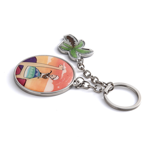 Customized Creative Design Souvenir Gift Hard Enamel Coconut <b>Tree</b> Metal Keychain With Pendant - Product Image 4