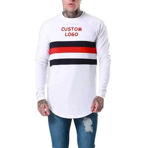 High Quality <b>Men's</b> Black Cotton Polyester T-<b>Shirts</b> Custom Logo Embroidery Breathable Plus Size Side Stripes Sublimation Printing - Product Image 3