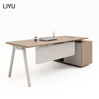 Bureau de direction en bois plaqué Liyu, style moderne minimaliste en forme de L, table de direction de luxe pour bureau
