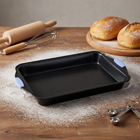 Vente flash : Moule à gâteau rectangulaire en acier au carbone antiadhésif avec poignées en silicone, épaisseur 0,4 mm, compatible lave-vaisselle et four, élégant