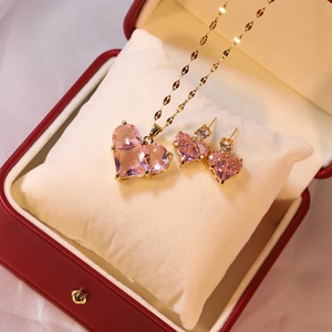 Collana in acciaio al titanio femminile zircone <span class=keywords><strong>amore</strong></span> S925 orecchini carino minoranza design senso <span class=keywords><strong>tutto</strong></span> semplice catena clavicola moda - Product Image 2