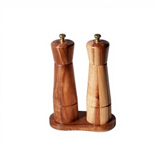 Molinos de Sal y Pimienta Ecológicos de Madera de Acacia, Manuales, con Perilla Giratoria, Recargables, con Soporte - Product Image 4