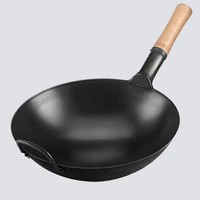 Restoran koki memasak wajan tradisional Cina gaya Jepang non-stick baja karbon wajan peralatan masak