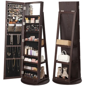 Tủ trang sức gương xoay 360 độ hiện đại P2 Wood, có khóa, đèn LED, kệ đựng đồ, gương toàn thân - Product Image 6