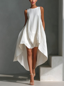 Nuevos Vestidos de Verano para <span class=keywords><strong>Mujer</strong></span> al por Mayor, sin Mangas, Asimétricos, de Corte Alto-Bajo, Ajuste Fluido, Tallas S-2XL, Textura Mate Refinada, Estilo Resort y Social - Product Image 2
