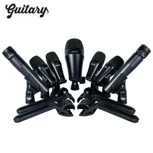 7-piece Metal Plastic Wired Dynamic Performing And Recording Mic Kit Kick Bass Tom Snare Cymbals Drum Microphone Set