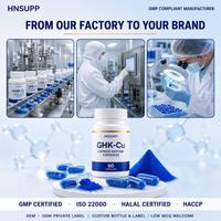Capsules de complexe de peptides de cuivre GHK-Cu en marque privée OEM, soutien au collagène, santé de la peau, nutrition des cheveux, pour adultes, 60 capsules