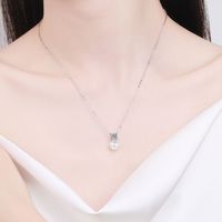 Personnalisé 0.5ct Moissanite 8mm Naturel Perle D'eau Douce Pendentif Collier Argent 925 Bijoux pour Femmes