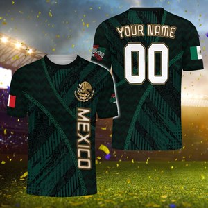 Maillot de football du Mexique vert aztèque noir personnalisé pour homme taille adulte - Product Image 1