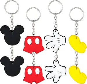 Mouse Keychain Cartoon 2D Rubber Printing Custom Silicone PVC Keychain Gift Pendant Loss Prevention Keyring with Metal Rin