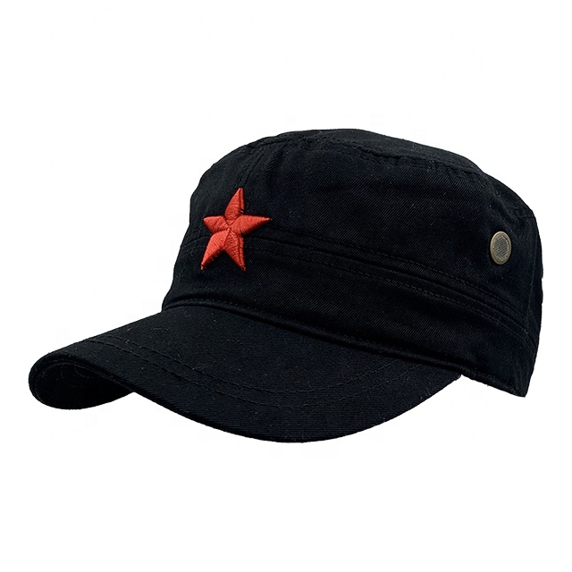 Pabrik Grosir 100% Katun Dapat Disesuaikan Topi Atas Datar 3d Bordir Bintang Lima Titik Topi Baseball Topi Ayah Topi